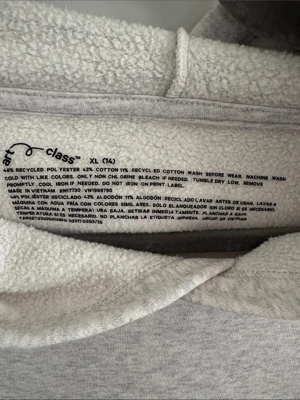 (5/$20) art class Heather Gray Crewneck Hoodie Sweatshirt